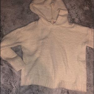 white fuzzy hooded long sleeve